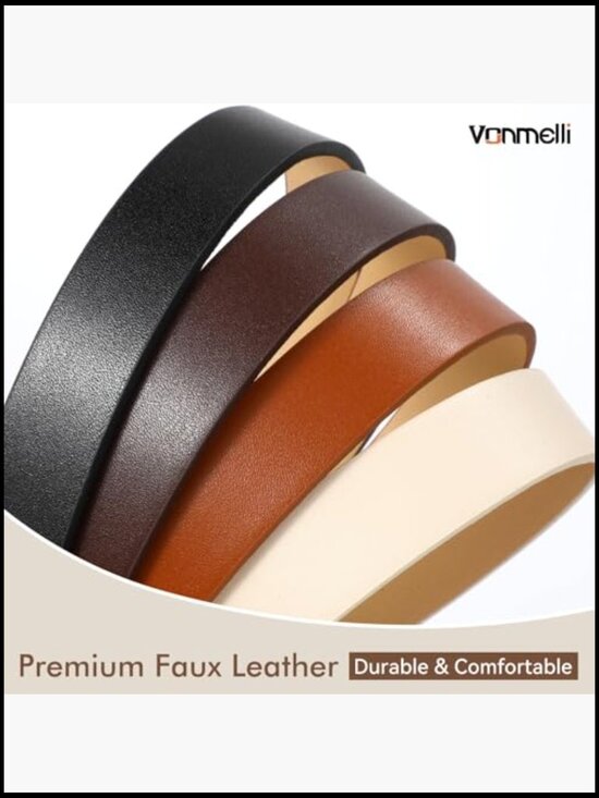 4 Pack Thin Faux Leather Skinny Belts with Gold Buckle for Women main image 7